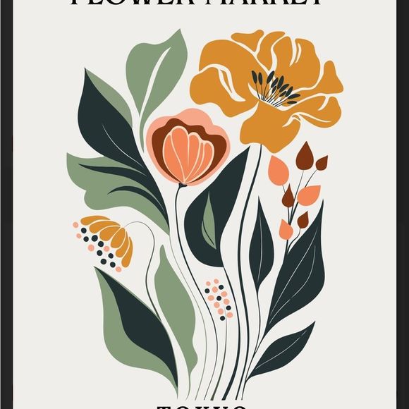 Flower Market Tokyo, Abstract Floral Boho Aesthetic Digital Wall Art Print - Picture 4 of 4